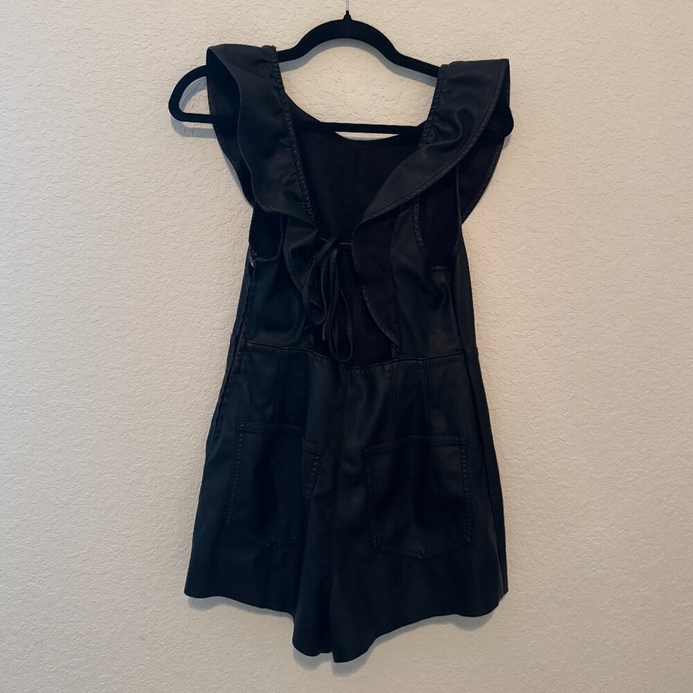 Free People Black Faux Leather Romper – XS